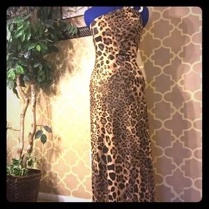 Leopard formal gown size 2 asymmetrical PROM